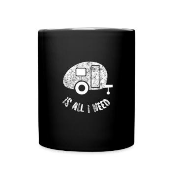 Caravan Grunge Quote Camping Wohnwagen Urlaub Fun - Tasse einfarbig - Schwarz - Vorne