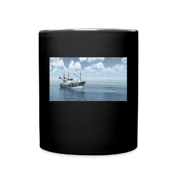 Ein Fischkutter im offenen Meer - Tasse einfarbig - Schwarz - Vorne