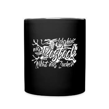 Ich bin aus Rostock nicht aus Zucker - Tasse einfarbig - Schwarz - Vorne