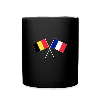 Belgium crossed France flag with flag - Full Colour Mug - black - Front