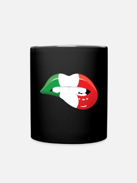 lip kiss mouth lipstick mouth italy - Full Colour Mug - black