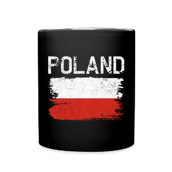 Polen Flagge Grunge Brush Tee - Tasse einfarbig - Schwarz - Vorne