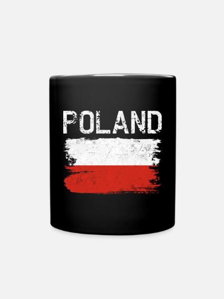 Maillot Grunge Brush Drapeau de la Pologne - Mug uni - noir
