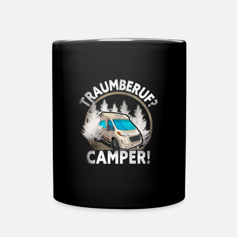 Traumberuf? Camper! - Tasse einfarbig - Schwarz