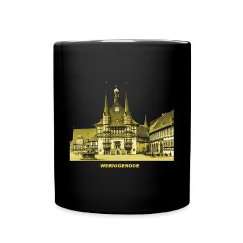Wernigerode Rathaus Harz Fachwerk bunte Stadt - Tasse einfarbig - Schwarz - Vorne