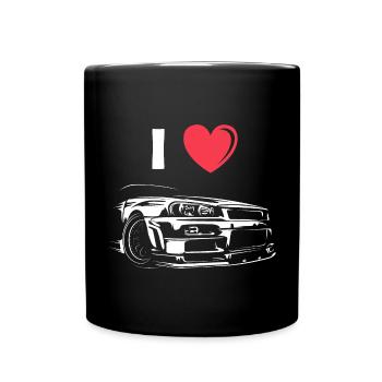 i love skyline car tuning gtr heart heart love - Full Colour Mug - black - Front