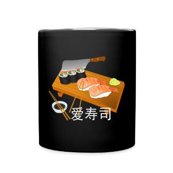 Ich Liebe Sushi - Tasse einfarbig - Schwarz - Vorne