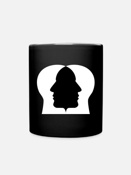 Double profile silhouette - Full Colour Mug - black