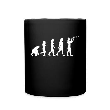 Weibliche Posaune Posaunenspielerin Evolution - Tasse einfarbig - Schwarz - Vorne