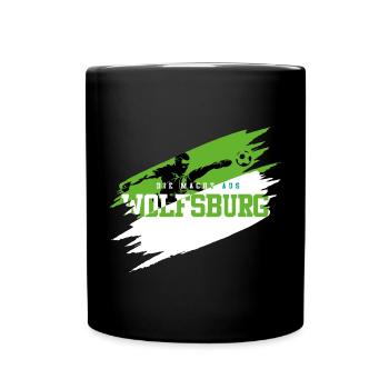 Grün Weiß Wolfsburg Fussball - Tasse einfarbig - Schwarz - Vorne