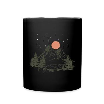 Mountain Nature Tents Camping stars forest gift - Full Colour Mug - black - Front
