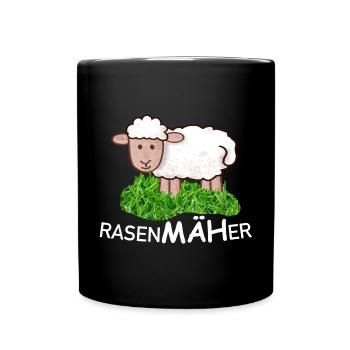 RasenMäher Schaf im Gras - Tasse einfarbig - Schwarz - Vorne