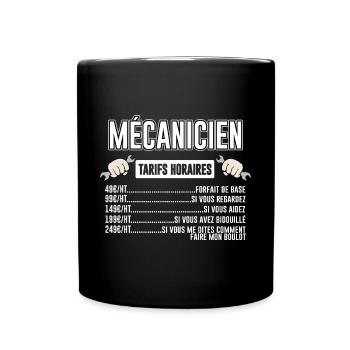 Mécanicien Tarifs Horaires - Mug uni - noir - Devant