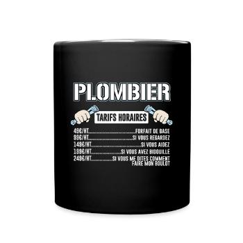 Plombier Tarifs Horaires - Mug uni - noir - Devant