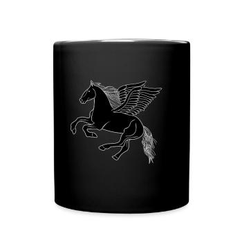 black horse with wings, Pegasus - Full Colour Mug - black - Front