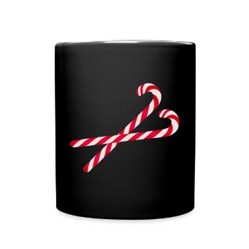 two bright red & white striped candy canes - Full Colour Mug - black - Front