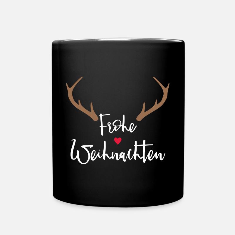 Frohe Weihnachten Rentier Geweih Dekoration - Tasse einfarbig - Schwarz
