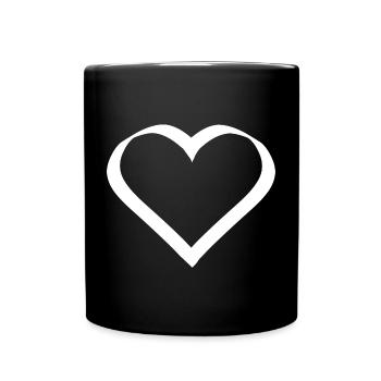 white heart white gift valentine's day - Full Colour Mug - black - Front