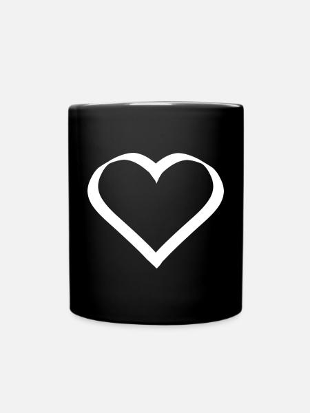 Coeur Blanc Cadeau Blanc Saint Valentin - Mug uni - noir