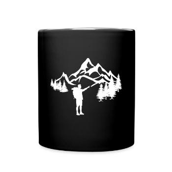 Hikers in the mountains white - Full Colour Mug - black - Front