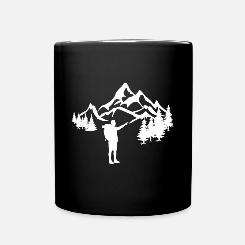 Wanderer in den Bergen - Tasse einfarbig - Schwarz