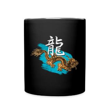 Dragon with Chinese characters - Full Colour Mug - black - Front