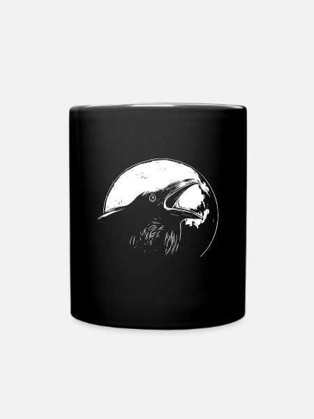 Rabe im Vollmond - Tasse einfarbig - Schwarz