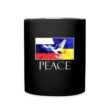 PEACE Russland Ukraine Friedenstaube - Tasse einfarbig - Schwarz - Vorne