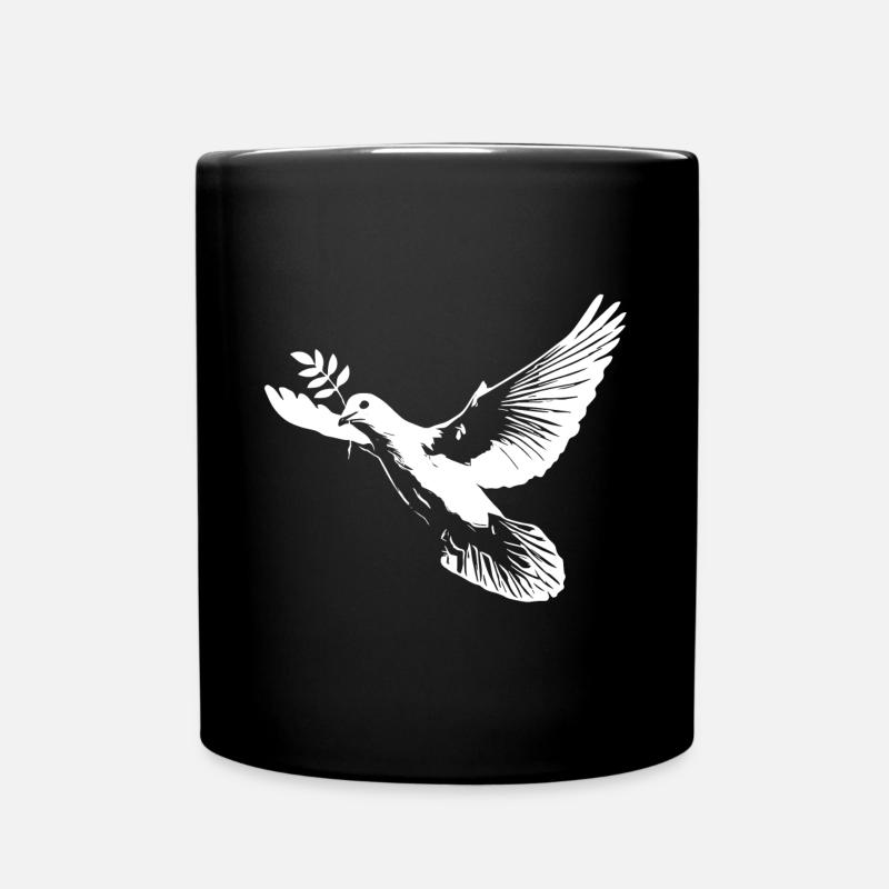 Colombe blanche de la paix - Mug uni - noir