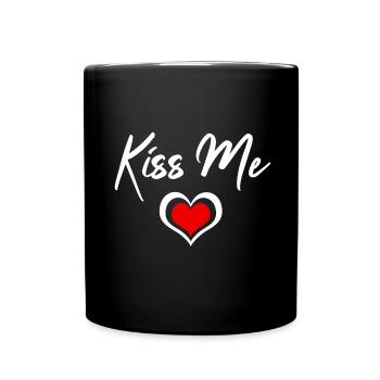 Kiss Me Herzchen - Tasse einfarbig - Schwarz - Vorne