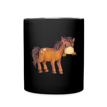 Niedliches Pferd Geschenk Kind Geburtstag - Tasse einfarbig - Schwarz - Vorne