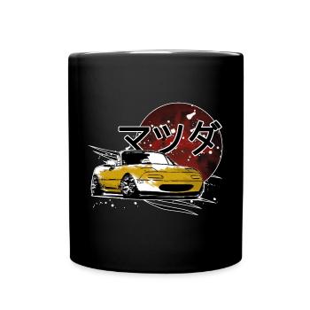 Japanese car Miata Mx5 yellow red - Full Colour Mug - black - Front
