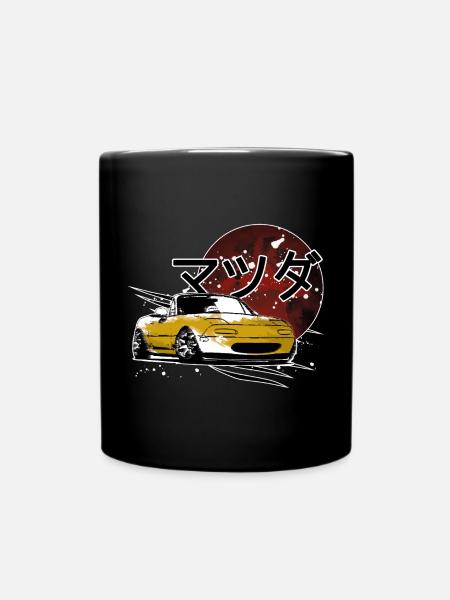 Japanese car Miata Mx5 yellow red - Full Colour Mug - black