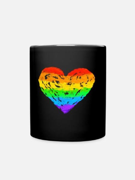 Regenbogen Herz LGBT, LGBTQ, Same Love - Tasse einfarbig - Schwarz