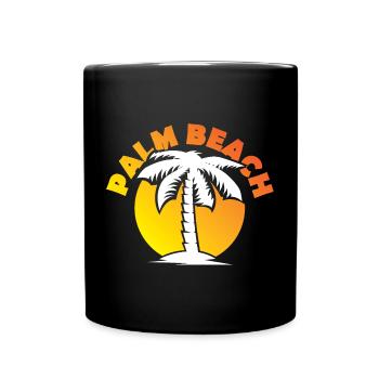 palm beach Strand Palme Sonne Sonnenuntergang icon - Tasse einfarbig - Schwarz - Vorne