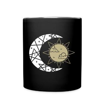Geometrische Sonne und Mond in Harmonie - Tasse einfarbig - Schwarz - Vorne