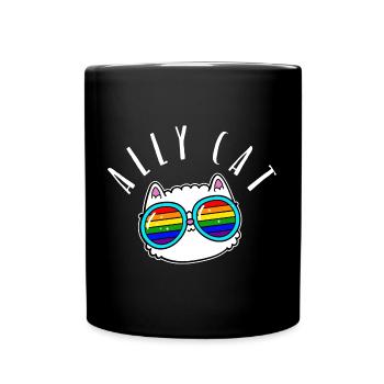 Ally Cat - LGBTIQ Queer Gay Pride CSD Cartoon - Tasse einfarbig - Schwarz - Vorne