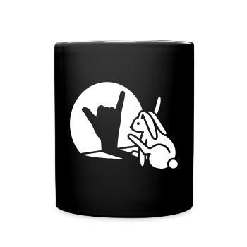 Rabbit Hand Shadow Call You! Telephone Mobile Phone - Full Colour Mug - black - Front
