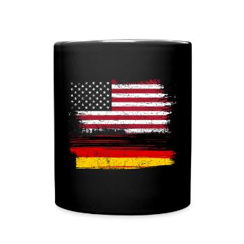 Flag Fusion : Grunge américain et allemand - Mug uni - noir - Devant