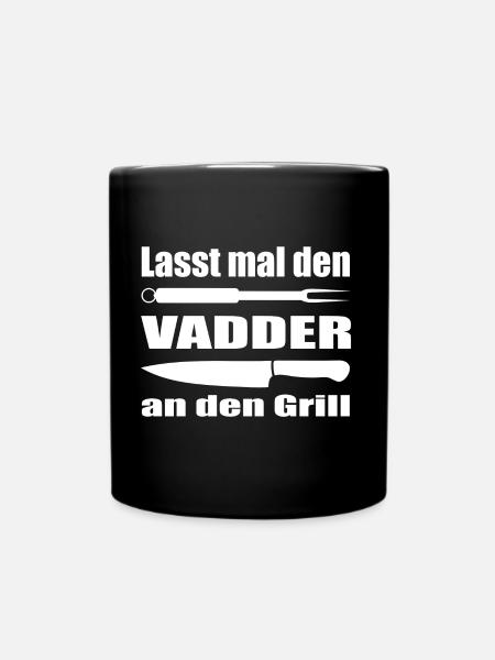 Lasst mal den Papa grillen - Papa ist Grillmeister - Tasse einfarbig - Schwarz