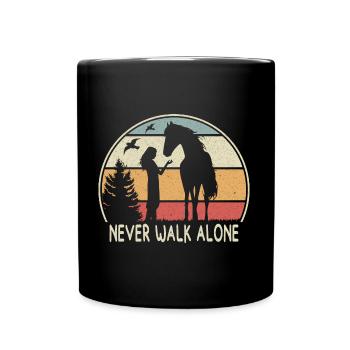 HORSE - NEVER WALK ALONE - Full Colour Mug - black - Front