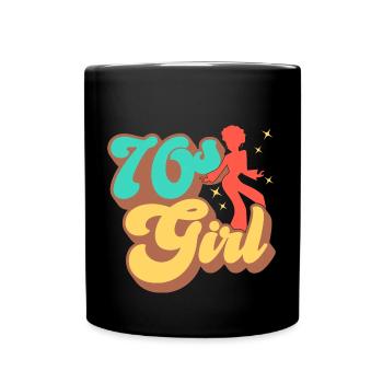 70er Jahre Mädchen 70s Girl Hippie - Tasse einfarbig - Schwarz - Vorne