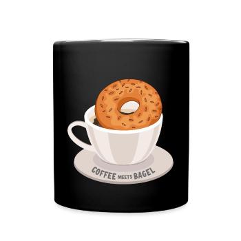 Le café rencontre le bagel - Mug uni - noir - Devant