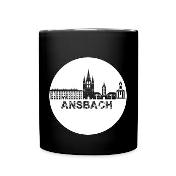 ansbach,skyline,weiss,kreis - Tasse einfarbig - Schwarz - Vorne