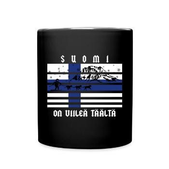 Finnland Wintersport - Tasse einfarbig - Schwarz - Vorne