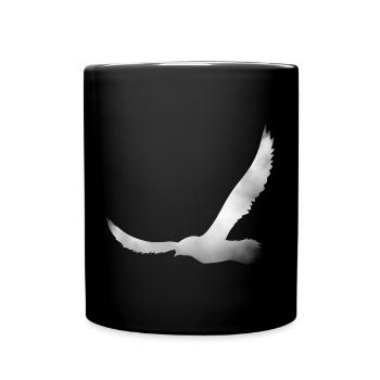 Vogel Silhouette aus Wolke - Tasse einfarbig - Schwarz - Vorne