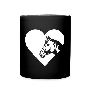 Pferd Reiten Reitsport Reiter Pony Pferdefreund - Tasse einfarbig - Schwarz - Vorne