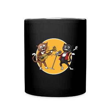 Two cats singing and playing a guitar together - Full Colour Mug - black - Front