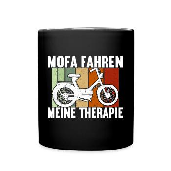 Mofa Moped Rollerfahrer Roller - Tasse einfarbig - Schwarz - Vorne
