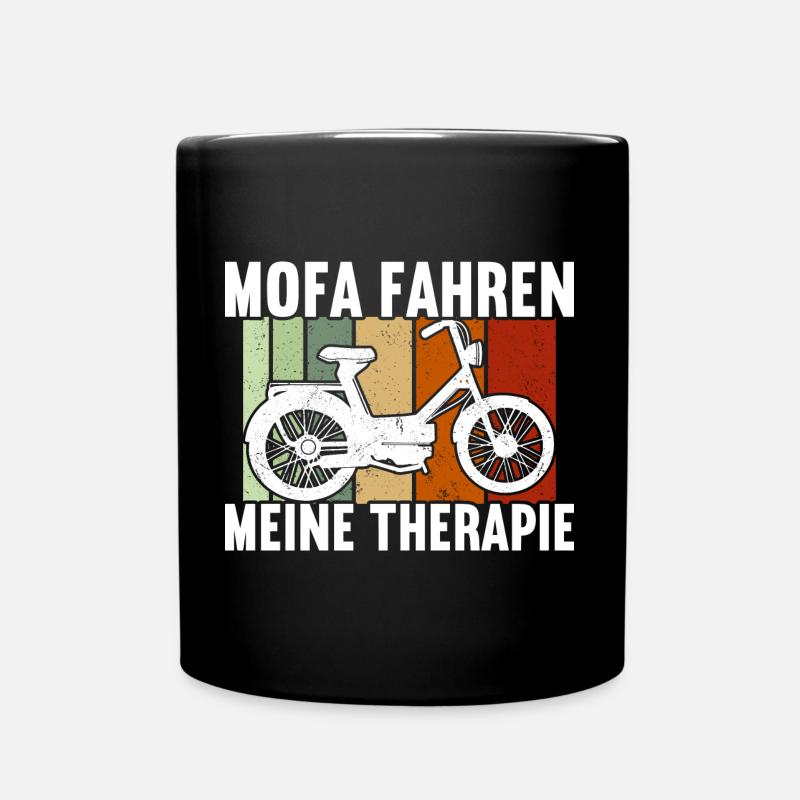 Mofa Moped Rollerfahrer Roller - Tasse einfarbig - Schwarz